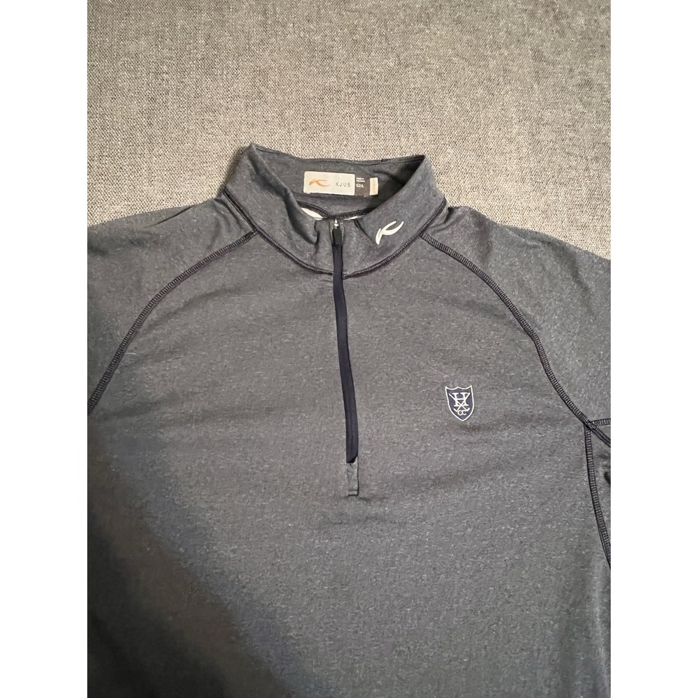 Kjus Golf 1/4 Zip Pullover Men's‎ L Gray Lightweight Double Sided UPF 50+
